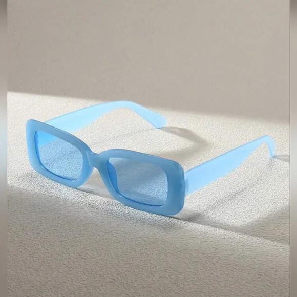 1pc Plastic Square Baby Blue Decorative Unisex Fashion Glasses - Picture 2 of 6